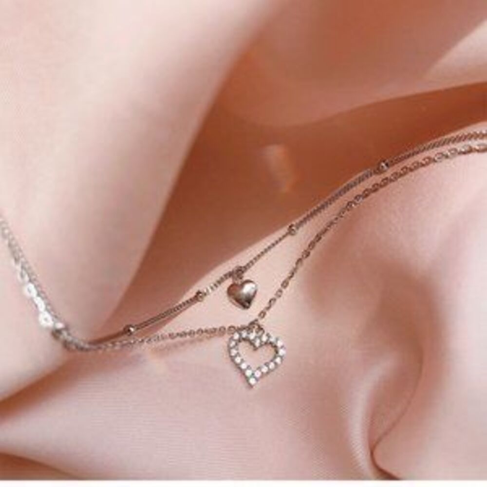 NEW 925 Sterling Silver Diamond Heart Necklace C - Picture 4 of 5